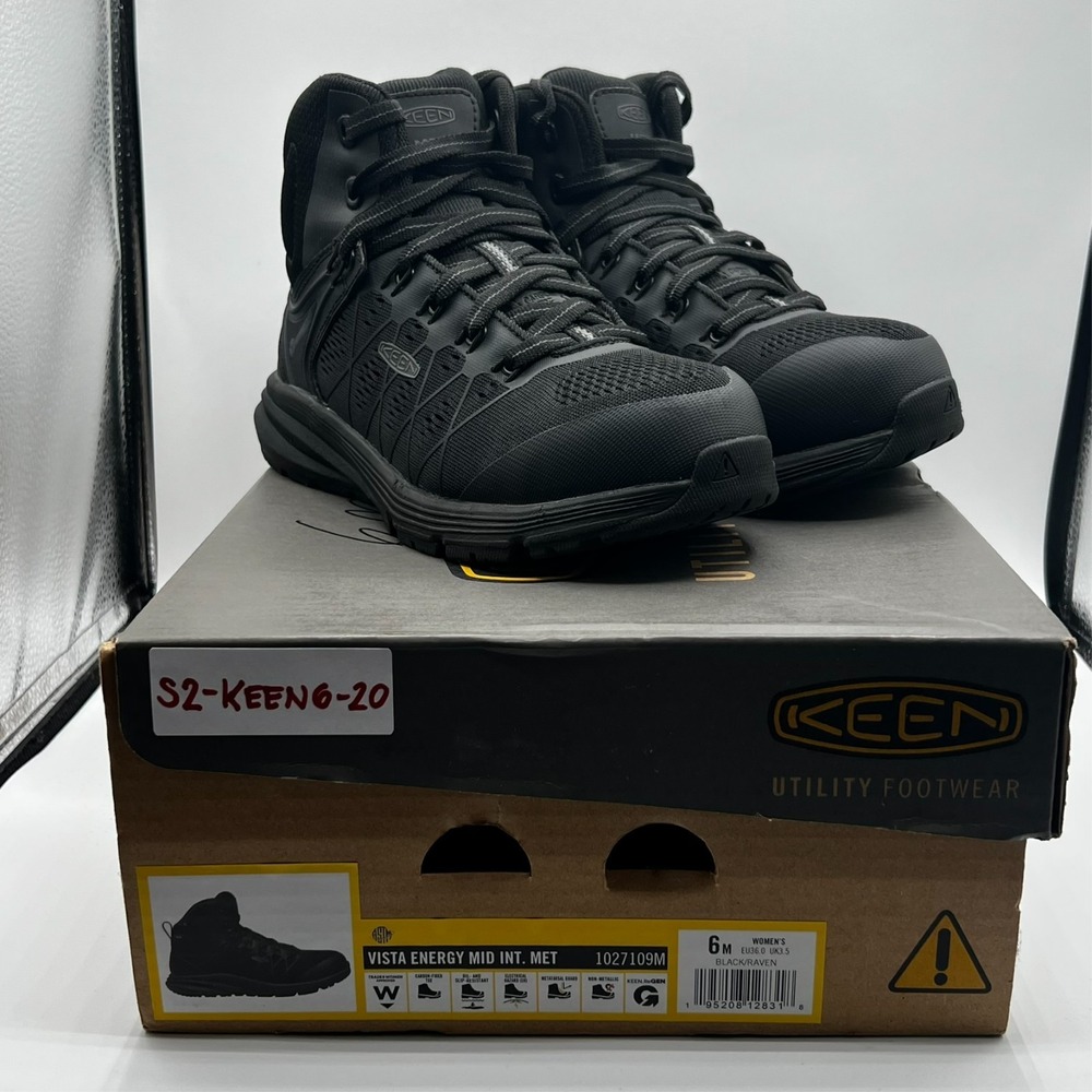 KEEN Utility Vista Energy Mid Black Electrical Hazard Women's 6 M EUC‎ 1027109M